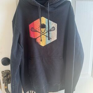 Large Black Lacrosse Graphic Hoodie